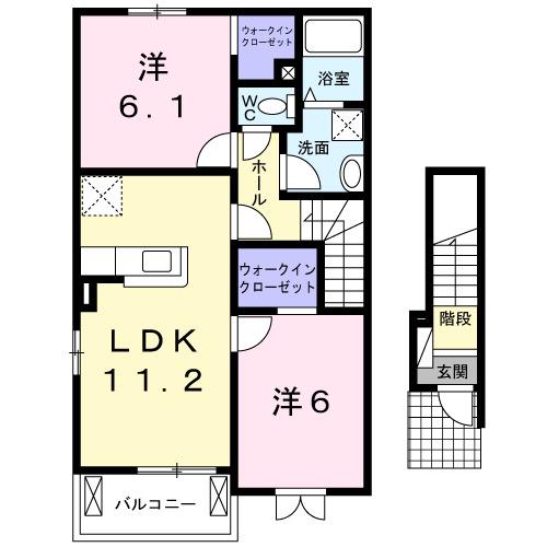 カレントヴィラ(2LDK/2階)の間取り写真