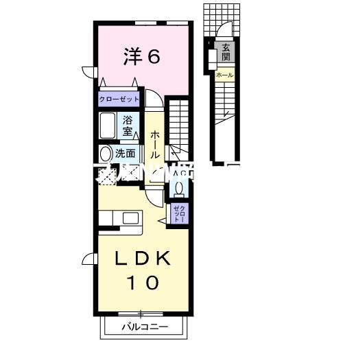 ウィンクルB(1LDK/2階)の間取り写真