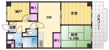 グランドール岸和田(3DK/2階)の間取り写真