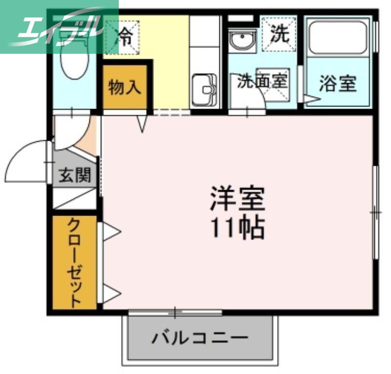 フェイバリットフラット C棟(ワンルーム/1階)の間取り写真