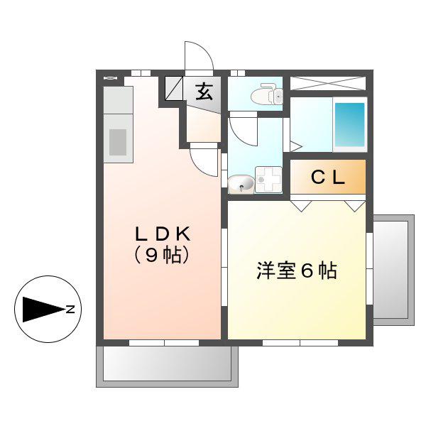 GRAND TIER(1LDK/2階)の間取り写真