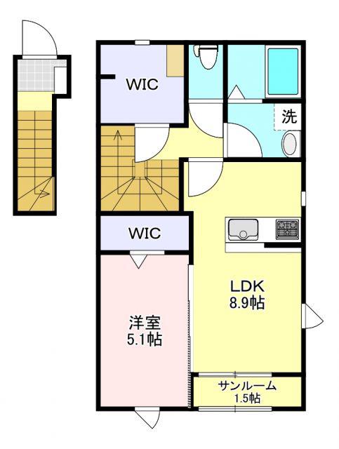 リコルド白坂(1LDK/2階)の間取り写真