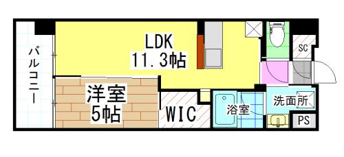 ハイネス槻田(1LDK/10階)の間取り写真