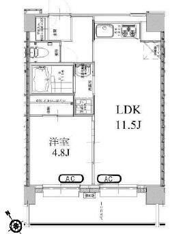 三軒茶屋グリーンマンション(1LDK/6階)の間取り写真
