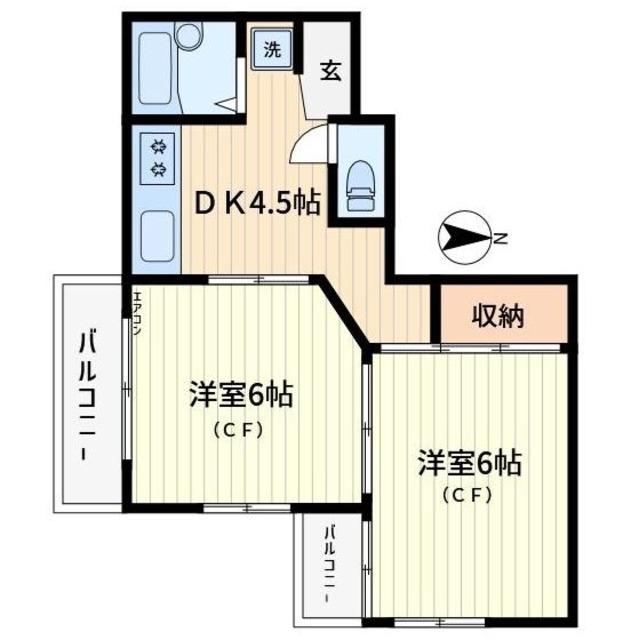 ドミール光陽(2DK/3階)の間取り写真