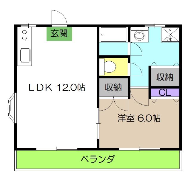 グリーンハイツ(1LDK/2階)の間取り写真