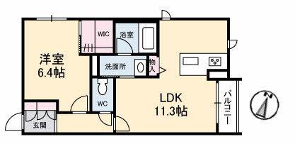 GRANTAGE下関VI(1LDK/2階)の間取り写真
