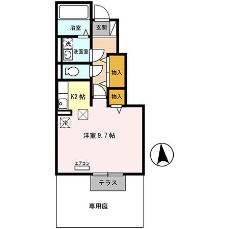 セジュール西土井(1K/1階)の間取り写真