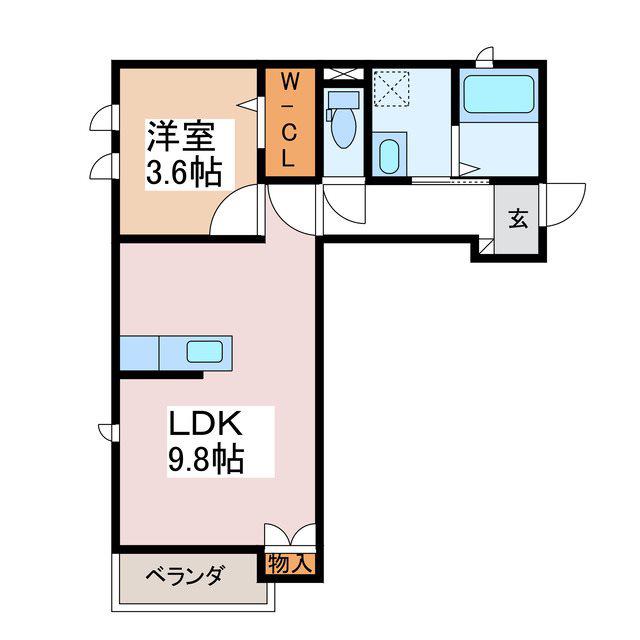 LA SITA埋橋(1LDK/3階)の間取り写真
