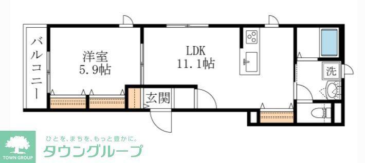 へーベルメゾン渡田向町(1LDK/4階)の間取り写真