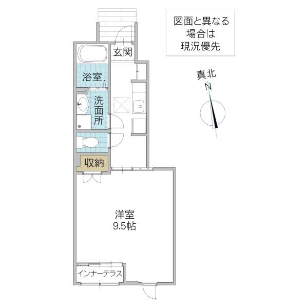 日立市金沢町2丁目アパート(1K/1階)の間取り写真