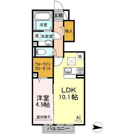 D-ROOM泉台A棟(1LDK/1階)の間取り写真