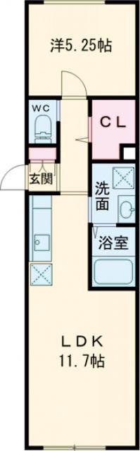 DUPONTEデュポン(1LDK/2階)の間取り写真