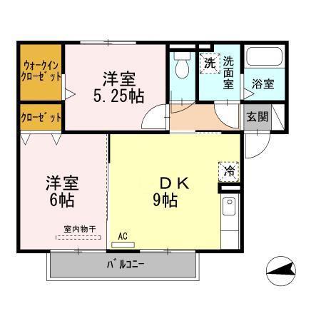 フルール(2DK/2階)の間取り写真