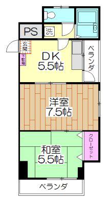 大関ビル(2LDK/3階)の間取り写真