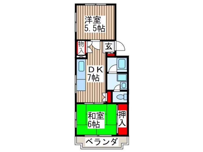 守屋ビル(2DK/2階)の間取り写真