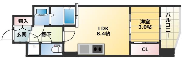 セレニテ神戸ミラクノール(1LDK/9階)の間取り写真