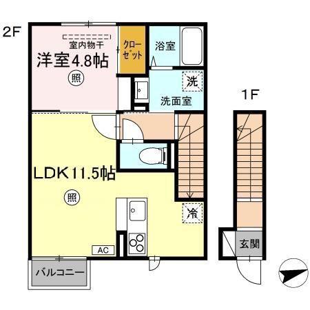 ENNE(1LDK/2階)の間取り写真