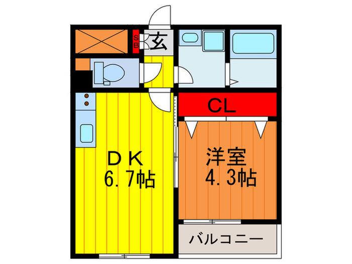 アーリーズ大宮通(1DK/4階)の間取り写真