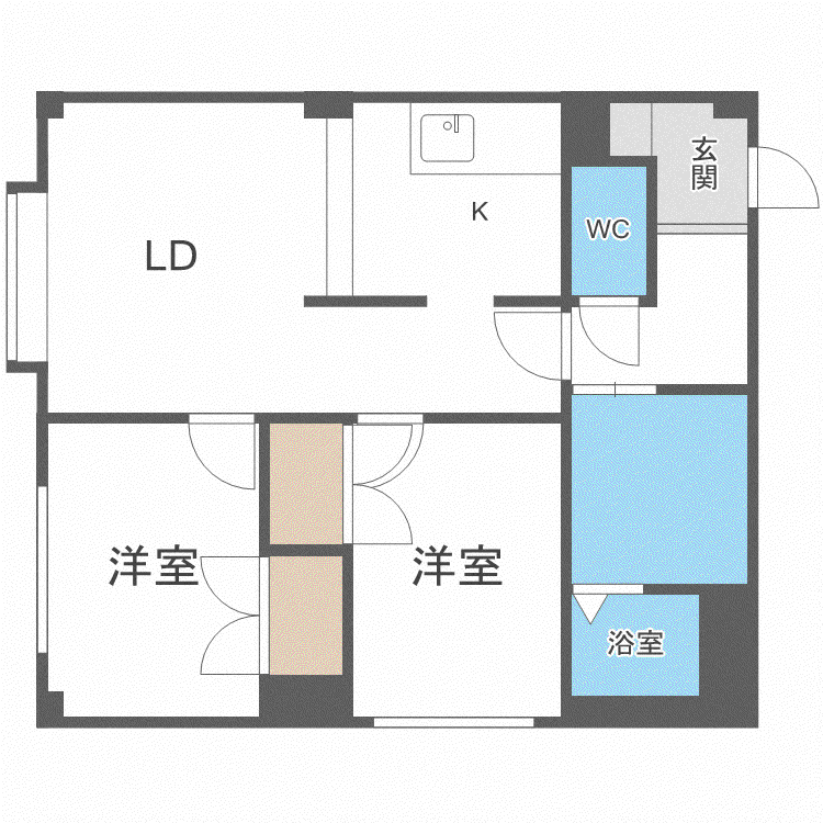  ハイコート北23 (2LDK/4階)の間取り写真