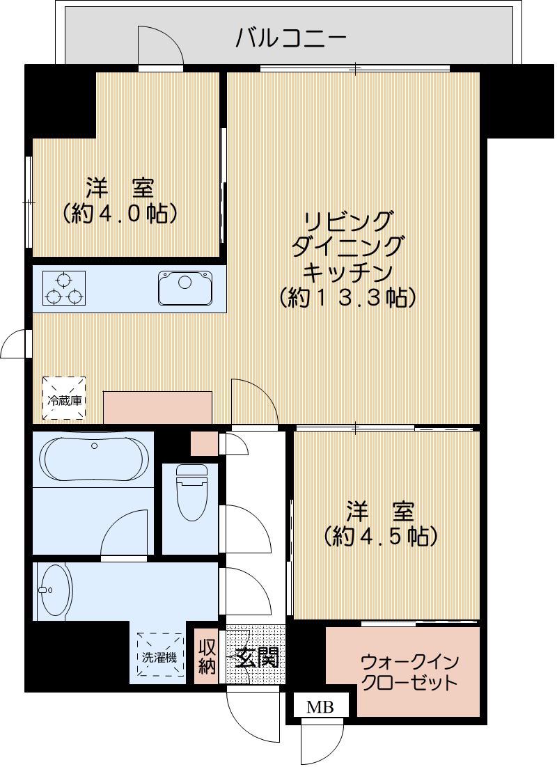 グランレスト文京茗荷谷(2LDK/5階)の間取り写真