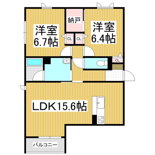 ラムズヒルIII(2LDK/1階)の間取り写真