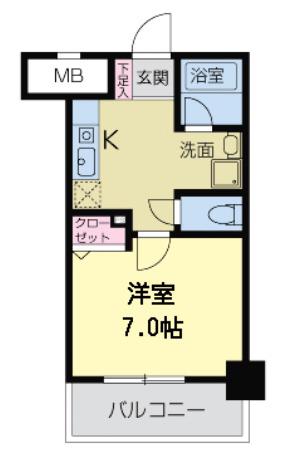 WILLDO難波WI(1K/10階)の間取り写真