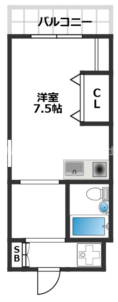 ロイヤルハイツ5番館(ワンルーム/2階)の間取り写真