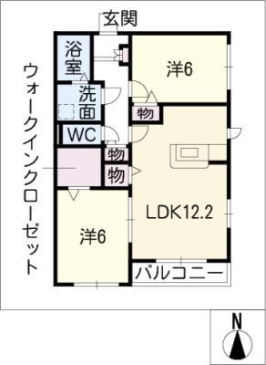 フェリス(2LDK/2階)の間取り写真