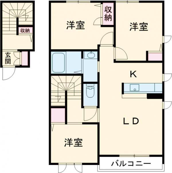 アヴェニーレ西井ノ口(3LDK/2階)の間取り写真