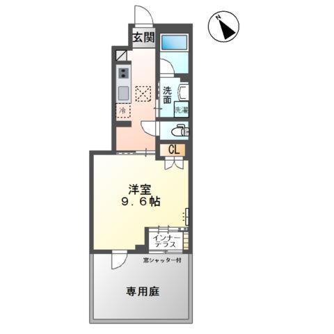 名鉄名古屋本線 今伊勢駅 徒歩3分 2階建 築7年(1K/1階)の間取り写真