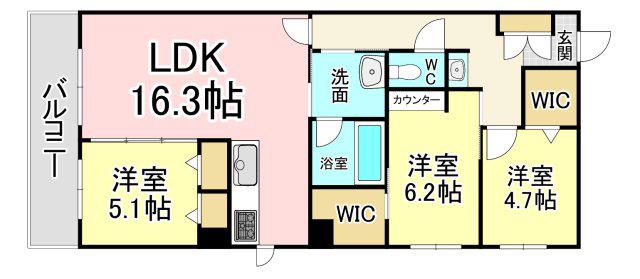 シャーメゾンステージ本城(3LDK/2階)の間取り写真