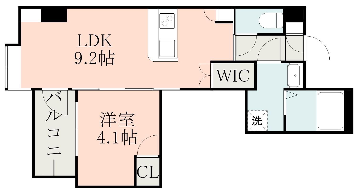LA CHIC鹿児島中央(1LDK/1階)の間取り写真