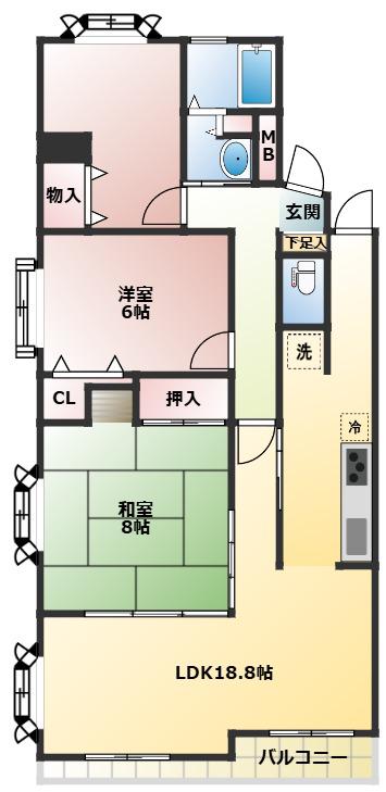 ペアタウン A棟(3LDK/5階)の間取り写真