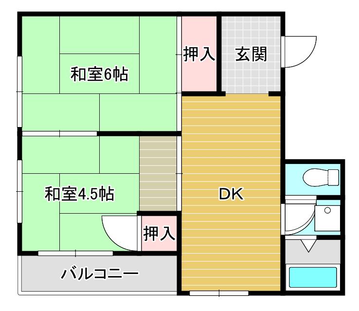 堀井マンション南館(2DK/2階)の間取り写真