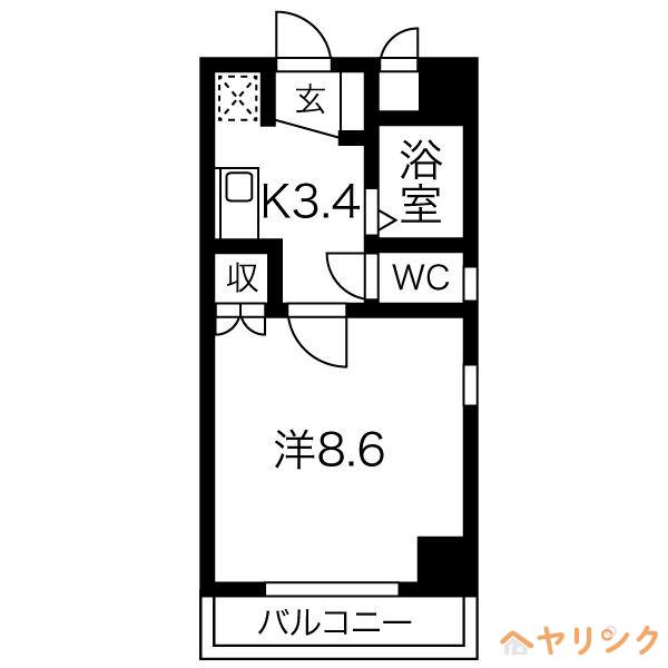 ジュネスホワイト(1K/4階)の間取り写真