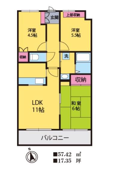 アルカディア21(3LDK/2階)の間取り写真