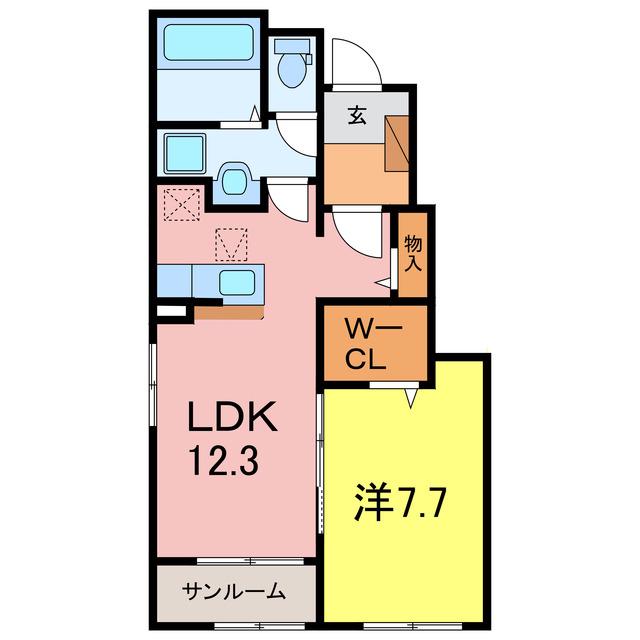 マイ イーリス(1LDK/1階)の間取り写真