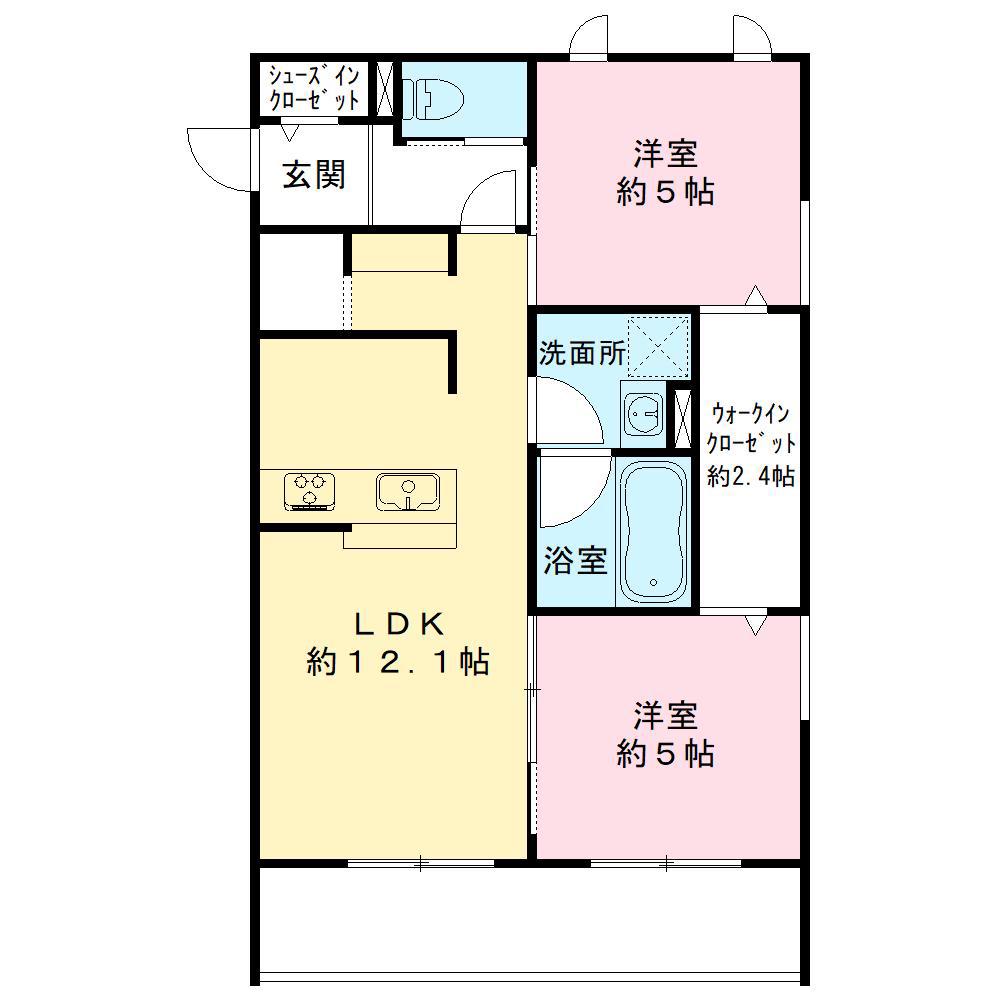LAULE`A(2LDK/3階)の間取り写真