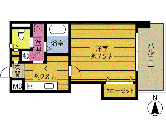 B-STAGE(1K/8階)の間取り写真