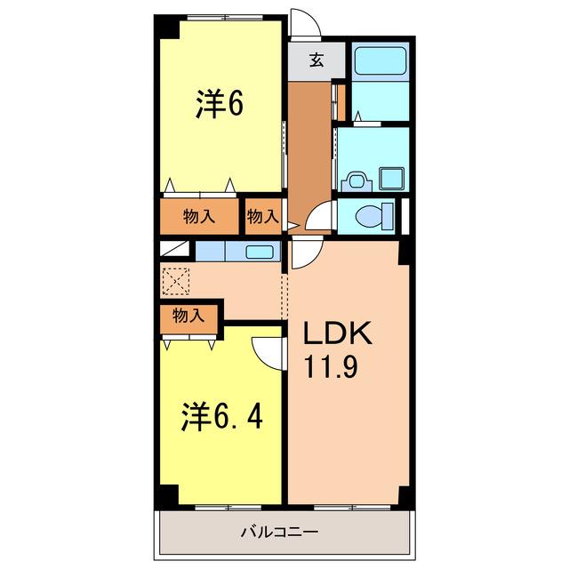 パーク サイド パレス(2LDK/1階)の間取り写真