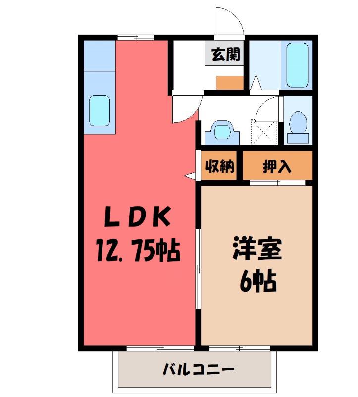 パナタウンセブンB(1LDK/1階)の間取り写真