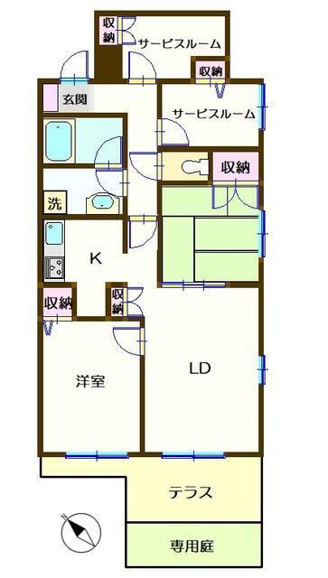 日神パレステージ河辺南(2SLDK/1階)の間取り写真