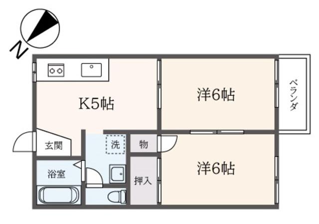 クレフォート三溪園(2K/1階)の間取り写真