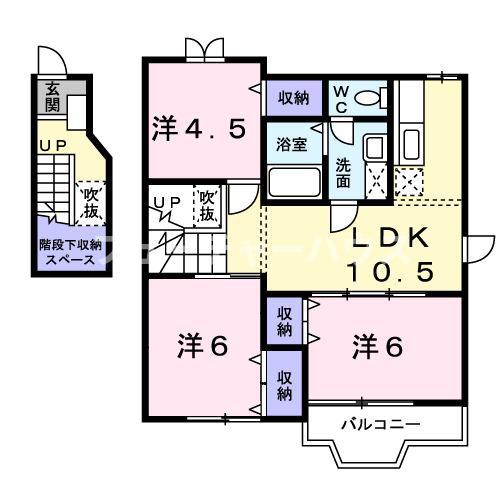 ヒルズV(3LDK/2階)の間取り写真