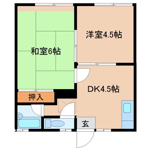 フレシール(2DK/1階)の間取り写真