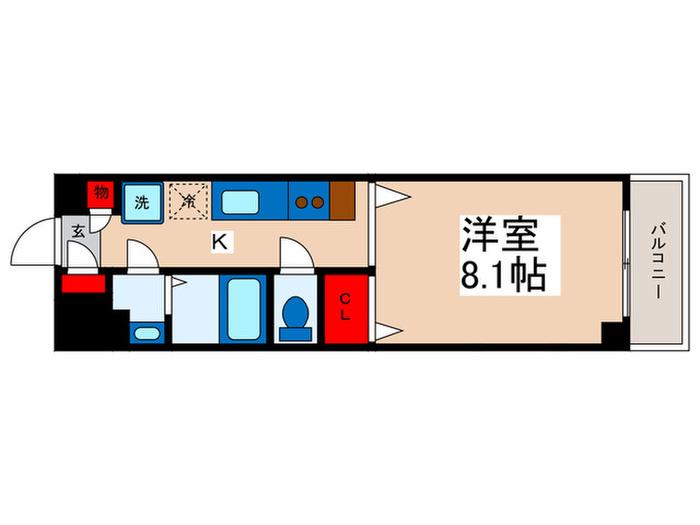 グリーンタワーK(1K/2階)の間取り写真