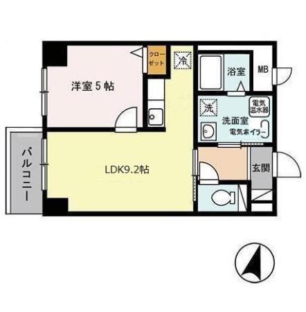 エアリー元町(1LDK/3階)の間取り写真