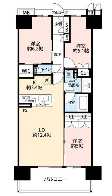 クラッシィハウス京都六地蔵 ゲートタワー(3LDK/19階)の間取り写真