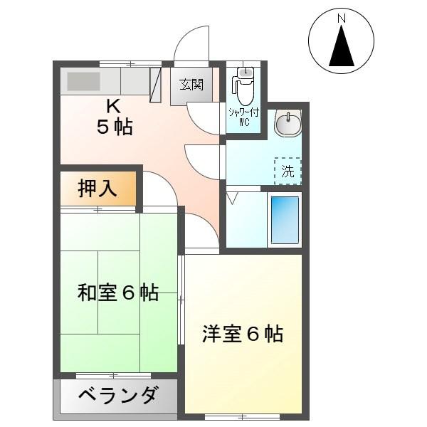 ファミール常田(2K/2階)の間取り写真